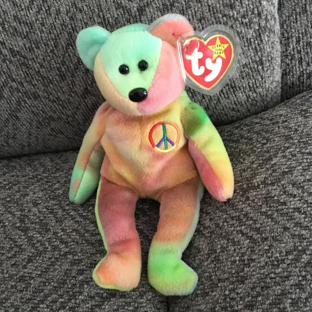 Ty Multicolor Peace Bear Plush